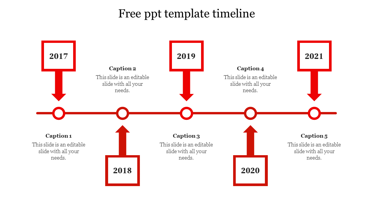 Free - Stunning Free PPT Template Timeline In Red Color Slide